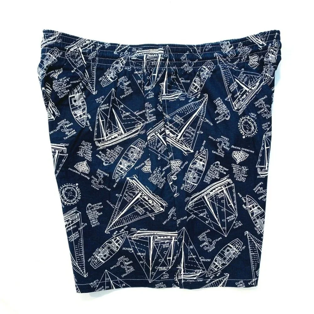 Vtg Stephen Williams Swim Trunks Board Shorts Print Mesh Brief Lined L Navy NWOT